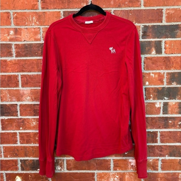 Abercrombie & Fitch Muscle Youth XL Red Long Sleeve Pullover Shirt - Picture 7 of 7